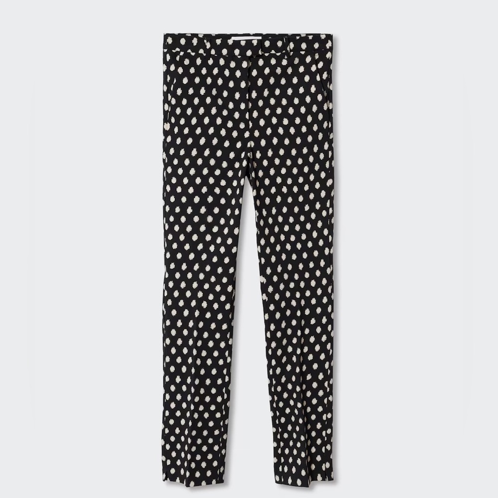 NWT Skinny stretch trousers, regular waist with rough polka dot print
